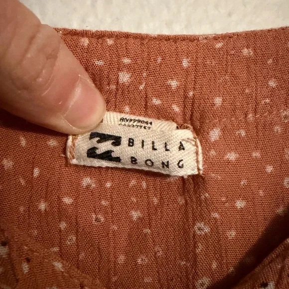 Billabong “On the Way” babydoll mini dress coral dot print size L - Picture 3 of 5